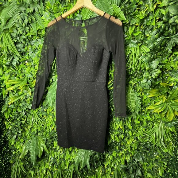 DEAR MOON Women Dress 3‎ Black Formal Mini illusion Neckline Fitted Party  0655 - Picture 12 of 12